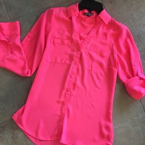 Express neon highlighter pink blouse